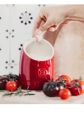 Emile Henry Burgundy Ceramic Salt Pig